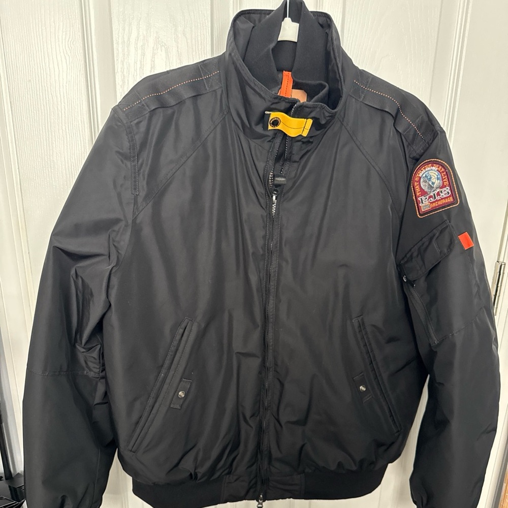 Men's Black Parajumper bomber Jacket sz L preowned